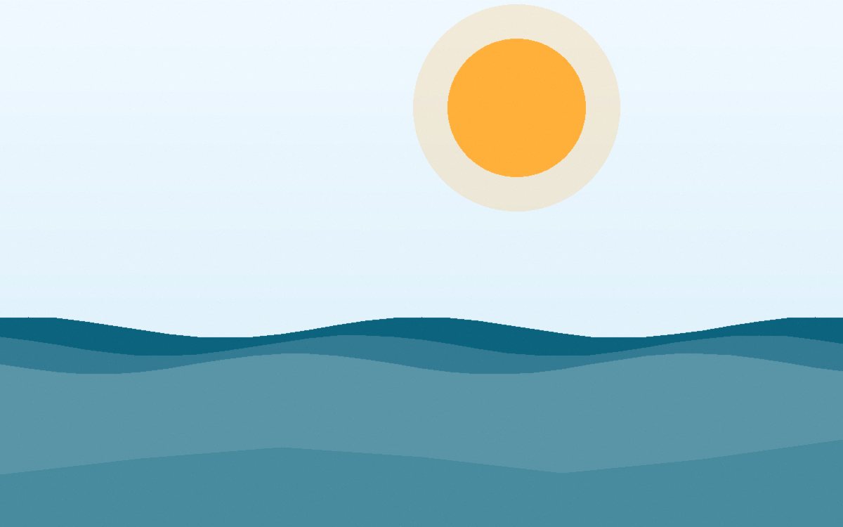 Beach umbrella casting shade with calm water beyond